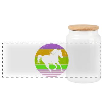 Stallion Gallop Horse Love Horses Icelandic Horses - Panoramic Cookie Jar with Wooden Lid - white - Front