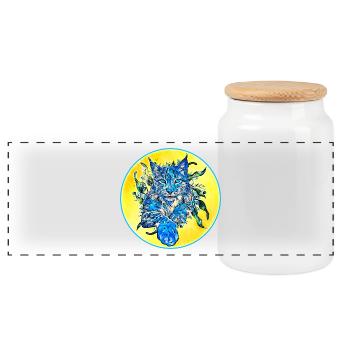 Chat lynx en liberté un chat sauvage - Boîte à biscuits avec couvercle en bois - blanc - Devant