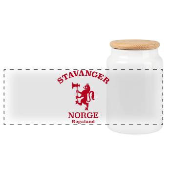 STAVANGER Norwegen Norway Norge - Panoramic Cookie Jar with Wooden Lid - white - Front