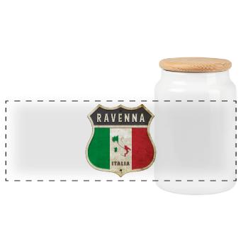 Ravenna Italy Coat of Arms Flags Design - Panoramic Cookie Jar with Wooden Lid - white - Front