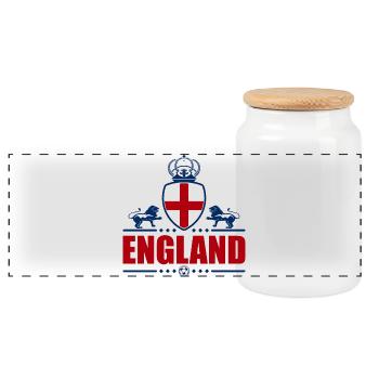 ENGLAND RED-BLUE LINEART - Panoramic Cookie Jar with Wooden Lid - white - Front