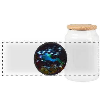A diver and the mysterious underwater world - Panoramic Cookie Jar with Wooden Lid - white - Front