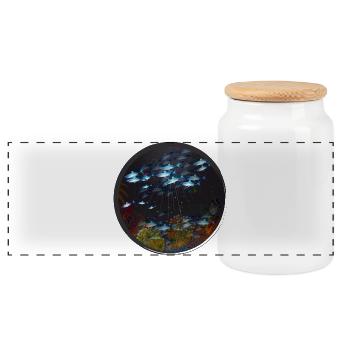 monde sous-marin fascinant la nuit - Boîte à biscuits avec couvercle en bois - blanc - Devant