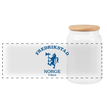 FREDRIKSTAD Norwegen Norway Norge - Panoramic Cookie Jar with Wooden Lid - white - Front