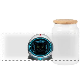 astronaute chat de l’espace en colère - Boîte à biscuits avec couvercle en bois - blanc - Devant
