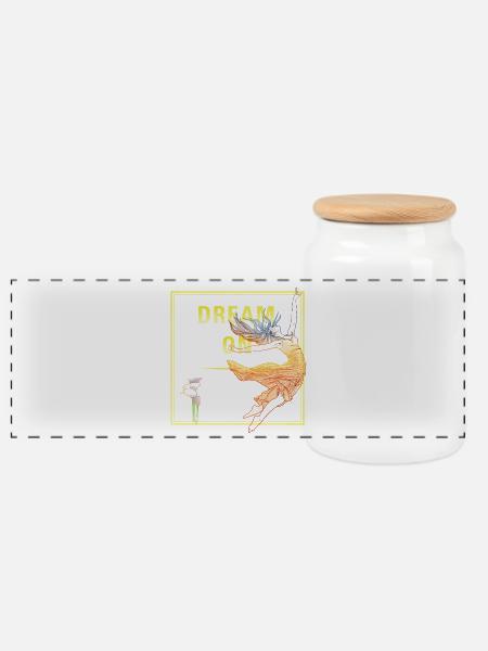 Dream On - Panoramic Cookie Jar with Wooden Lid - white