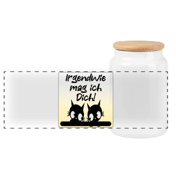 Liebesbekenntnis Katzen Paare - Panorama Keksdose mit Holzdeckel - Weiß - Vorne