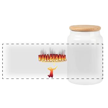 Motif volley-ball - Boîte à biscuits avec couvercle en bois - blanc - Devant