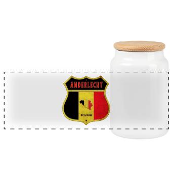 Anderlecht Belgique Armoiries Drapeaux Design - Boîte à biscuits avec couvercle en bois - blanc - Devant
