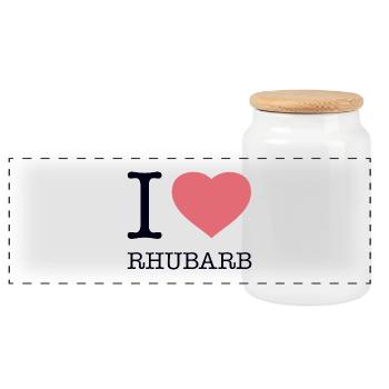 I LOVE RHUBARB Rhabarber - Panoramic Cookie Jar with Wooden Lid - white - Front