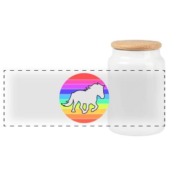 Horses Horse Fool Haflinger Gallop Icelandic Horses - Panoramic Cookie Jar with Wooden Lid - white - Front