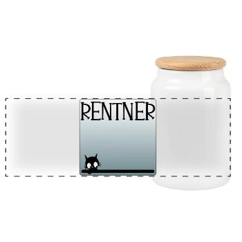 Abschiedsgeschenke für Rentner - Hauskater - Panorama Keksdose mit Holzdeckel - Weiß - Vorne