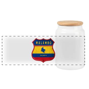 Malambo Kolumbien Wappen Design - Panorama Keksdose mit Holzdeckel - Weiß - Vorne