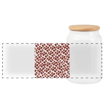 kaffeeshirts unisex, kaffeebohnenmuster - Panorama Keksdose mit Holzdeckel - Weiß - Vorne
