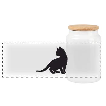 Conception de chaton - Boîte à biscuits avec couvercle en bois - blanc - Devant