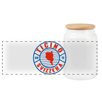 Ticino Schweiz Emblem Kreis Design - Panorama Keksdose mit Holzdeckel - Weiß - Vorne