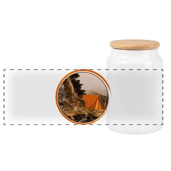 tente nostalgique - camping dans la nature - Boîte à biscuits avec couvercle en bois - blanc - Devant