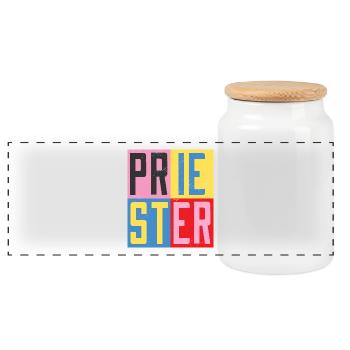 Priester Design - Panorama Keksdose mit Holzdeckel - Weiß - Vorne