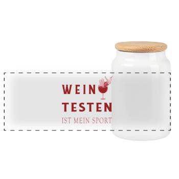 Wein Tester Design - Panorama Keksdose mit Holzdeckel - Weiß - Vorne