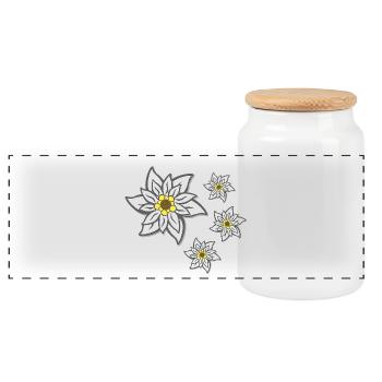 volksfeste frau, traditionelles blumenmuster - Panorama Keksdose mit Holzdeckel - Weiß - Vorne