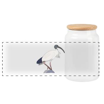ibis bin Vogel - Panorama Keksdose mit Holzdeckel - Weiß - Vorne