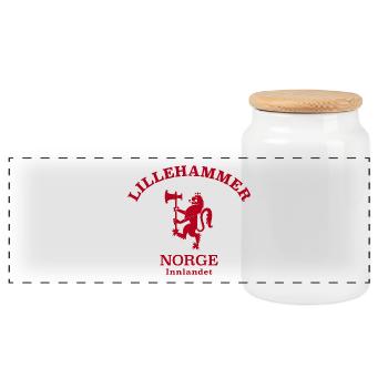 LILLEHAMMER Norwegen Norway Norge - Panoramic Cookie Jar with Wooden Lid - white - Front