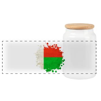 Madagascar flags blob - Panoramic Cookie Jar with Wooden Lid - white - Front