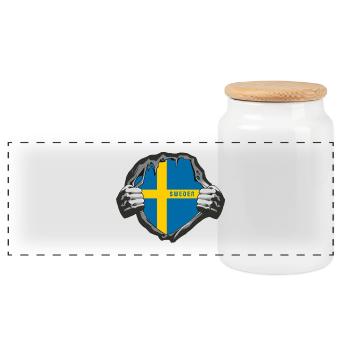 Drapeaux de la Suède - Boîte à biscuits avec couvercle en bois - blanc - Devant