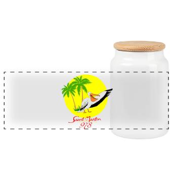Saint-martin - Boîte à biscuits avec couvercle en bois - blanc - Devant