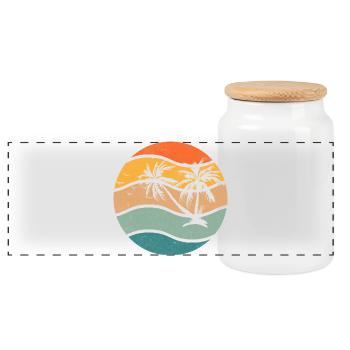 Summer Palm Trees - Panoramic Cookie Jar with Wooden Lid - white - Front