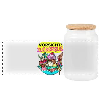 Naschkatzen Konditor Cupcake Statement Süßigkeiten - Panorama Keksdose mit Holzdeckel - Weiß - Vorne