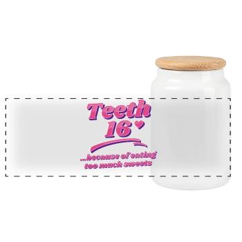 Drôle de déclaration Sweet Tooth Sweet Sweet - Boîte à biscuits avec couvercle en bois - blanc - Devant
