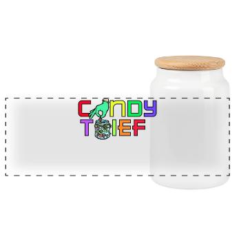 Sweet Candy Candy Dessert Statement - Panoramic Cookie Jar with Wooden Lid - white - Front
