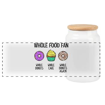 Naschen Donut Cupcake Statement Süßigkeiten Lecker - Panorama Keksdose mit Holzdeckel - Weiß - Vorne