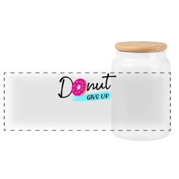 Donut Sweets Statement Snacking Delicious - Panoramic Cookie Jar with Wooden Lid - white - Front