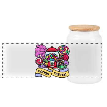 Sweets Candy Delicious Dessert Statement Sweet - Panoramic Cookie Jar with Wooden Lid - white - Front