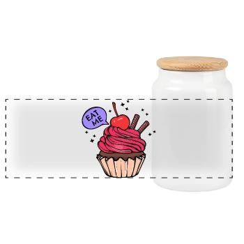 Cupcake Statement Nachspeise Backen Süßigkeiten - Panorama Keksdose mit Holzdeckel - Weiß - Vorne
