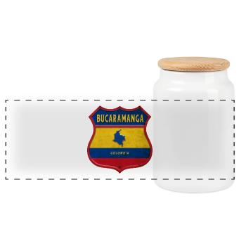Bucaramanga Kolumbien Wappen Design - Panorama Keksdose mit Holzdeckel - Weiß - Vorne