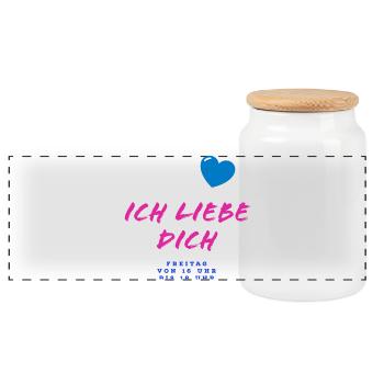 Herzliche Liebesbotschaft im Graffiti-Stil - Panorama Keksdose mit Holzdeckel - Weiß - Vorne