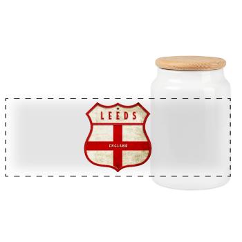 Leeds England Wappen - Panorama Keksdose mit Holzdeckel - Weiß - Vorne