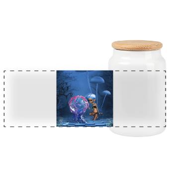 Fée mignonne avec poisson fantastique - Boîte à biscuits avec couvercle en bois - blanc - Devant