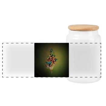 Amazing snake with skull and flowers. - Panoramic Cookie Jar with Wooden Lid - white - Front