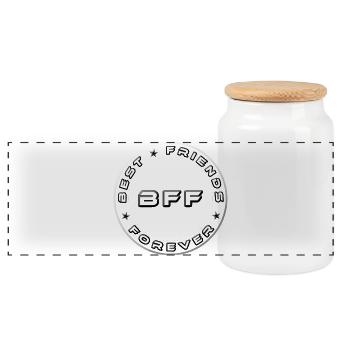 Best Friends Best Friend Best Friend - Panoramic Cookie Jar with Wooden Lid - white - Front