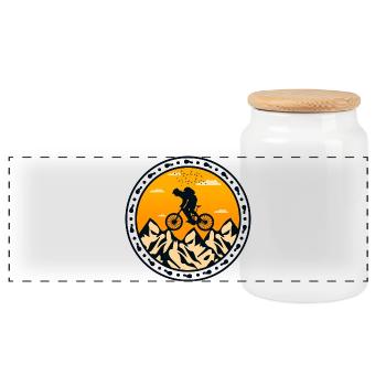 Aventure Montagnarde Vélo - Boîte à biscuits avec couvercle en bois - blanc - Devant