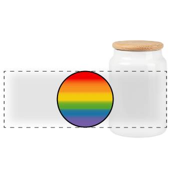 Regenbogen Verlauf Round white shirt - Panorama Keksdose mit Holzdeckel - Weiß - Vorne
