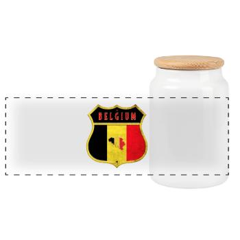 Belgique Armoiries Drapeaux Design - Boîte à biscuits avec couvercle en bois - blanc - Devant