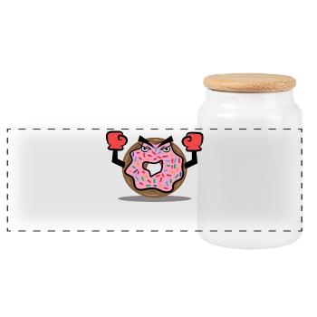 Cool Sweets Donut Sweet Tooth Snack - Boîte à biscuits avec couvercle en bois - blanc - Devant