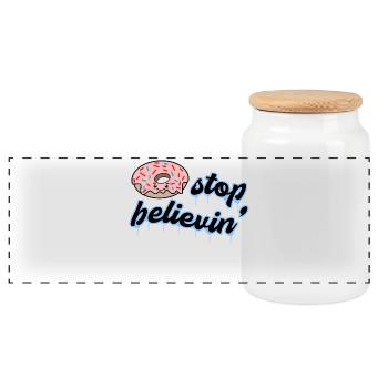 Sweets Delicious Donut Dessert Statement - Panoramic Cookie Jar with Wooden Lid - white - Front