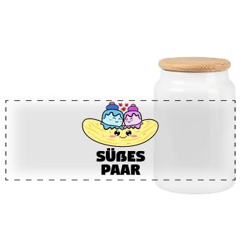 Süßigkeiten Statement Lecker Nachspeise Kalorien - Panorama Keksdose mit Holzdeckel - Weiß - Vorne