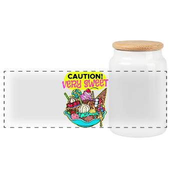 Chocolate Sweets Dessert Candy Statement - Panoramic Cookie Jar with Wooden Lid - white - Front